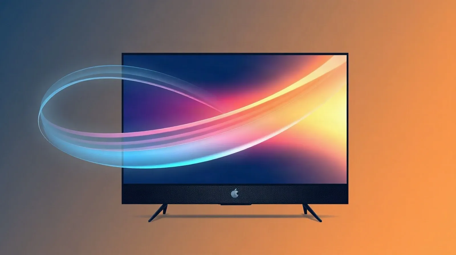 Ilustración abstracta de un flujo de luz conectando con la silueta de una pantalla de televisión, representando streaming rápido