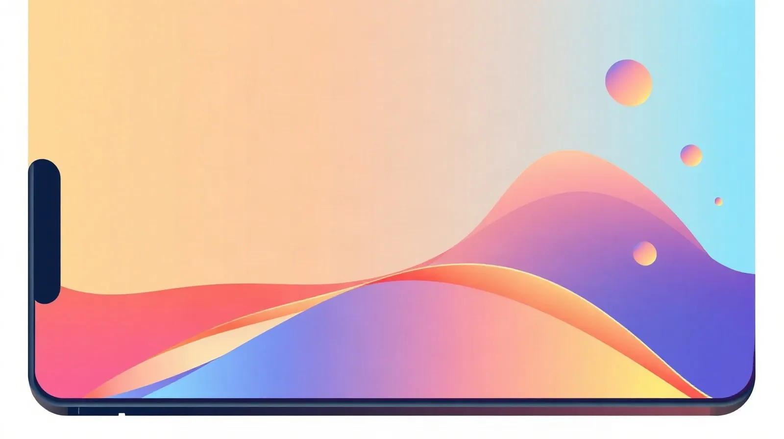 Ilustración abstracta de capas geométricas luminosas que representan una actualización de software en un smartphone