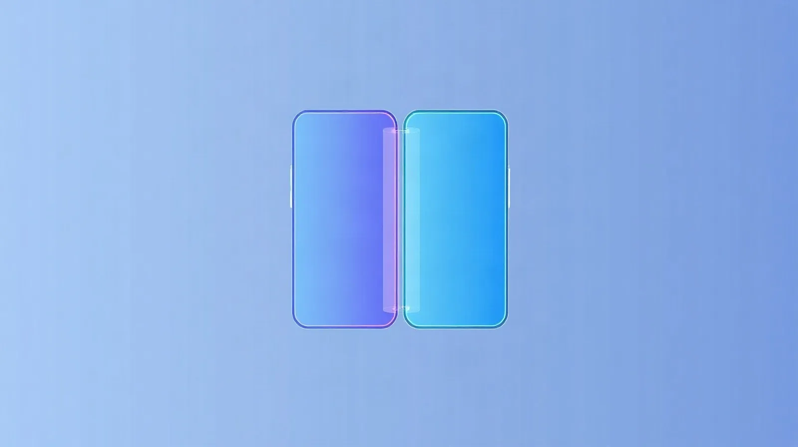 Ilustración abstracta de un teléfono plegable con paneles digitales representando multitarea