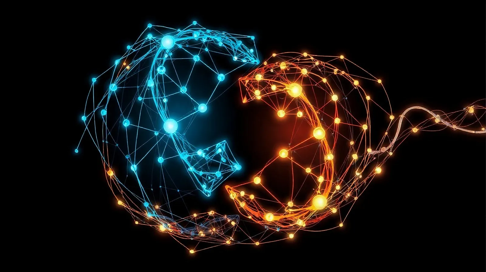 Ilustración abstracta de redes neuronales entrelazadas representando distintos modelos de inteligencia artificial según la región