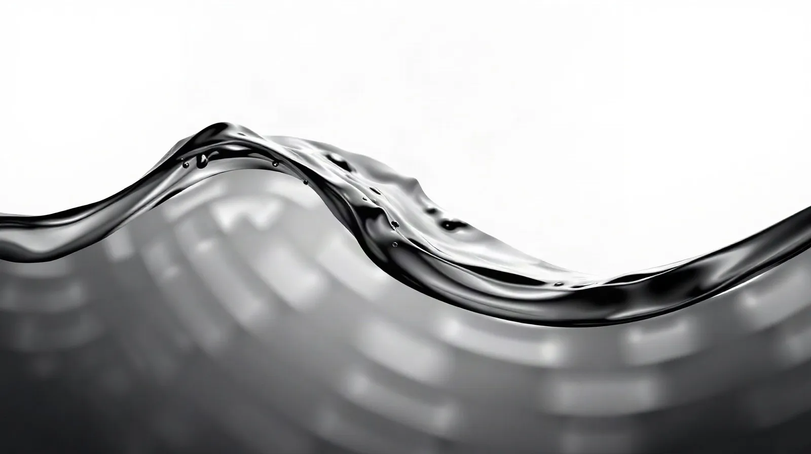 Ilustración abstracta de ondas de agua en blanco y negro representando el nuevo diseño de Apple Music