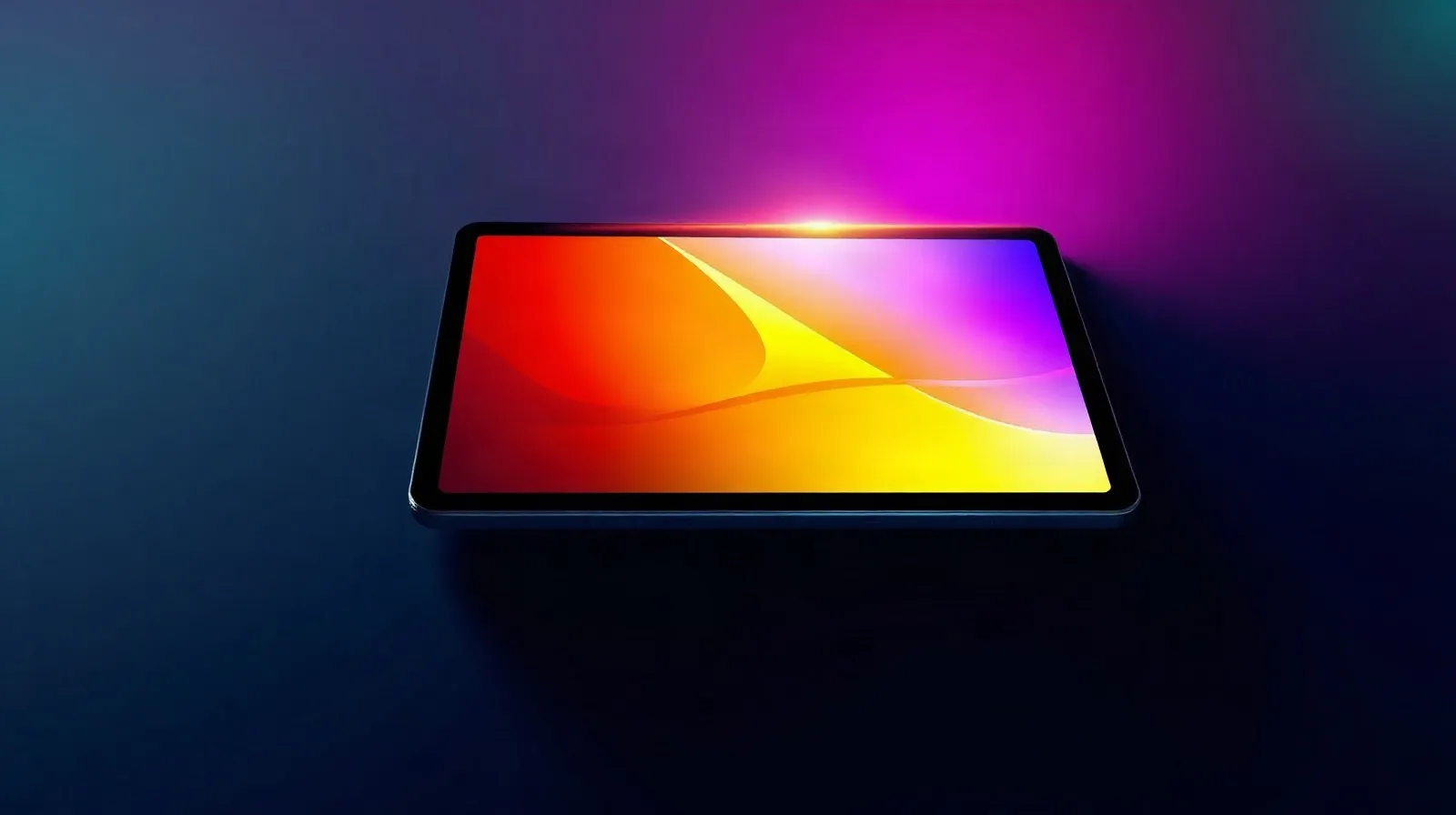 Ilustración abstracta de una pantalla OLED brillante con gradientes de color y contrastes de luz