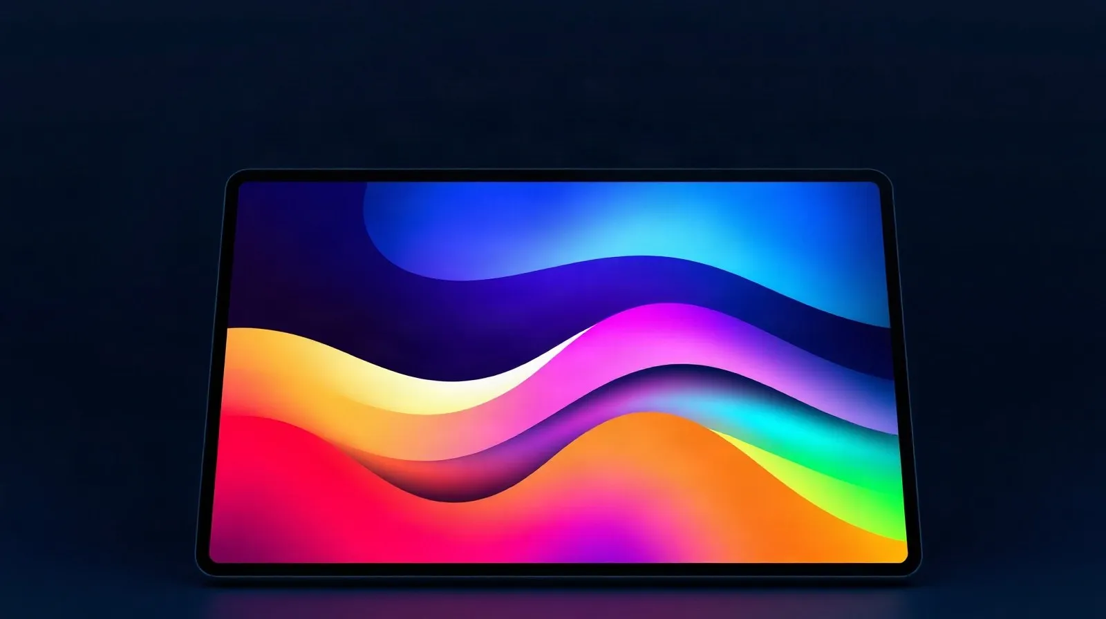 Ilustración abstracta que representa una pantalla OLED con contrastes profundos y colores vibrantes