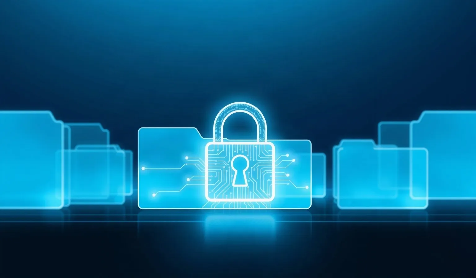 Ilustración abstracta de un candado digital protegiendo capas de datos, representando la seguridad frente a agentes de inteligencia artificial