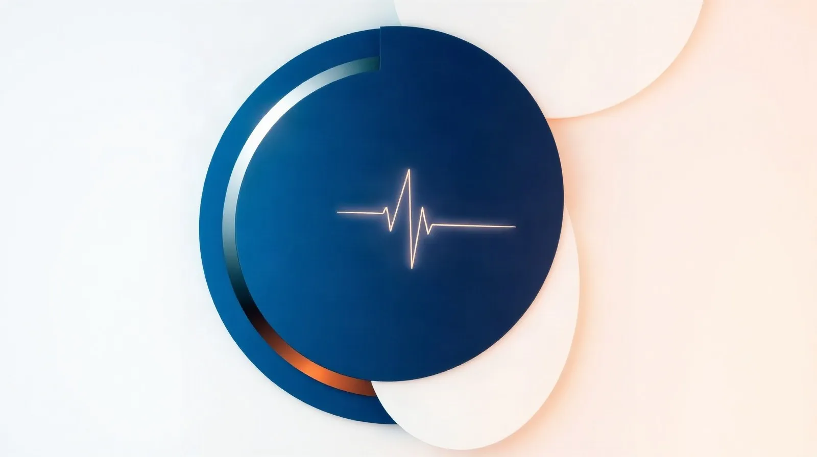 Ilustración abstracta de formas geométricas que evocan un reloj inteligente con un motivo de pulso cardiaco