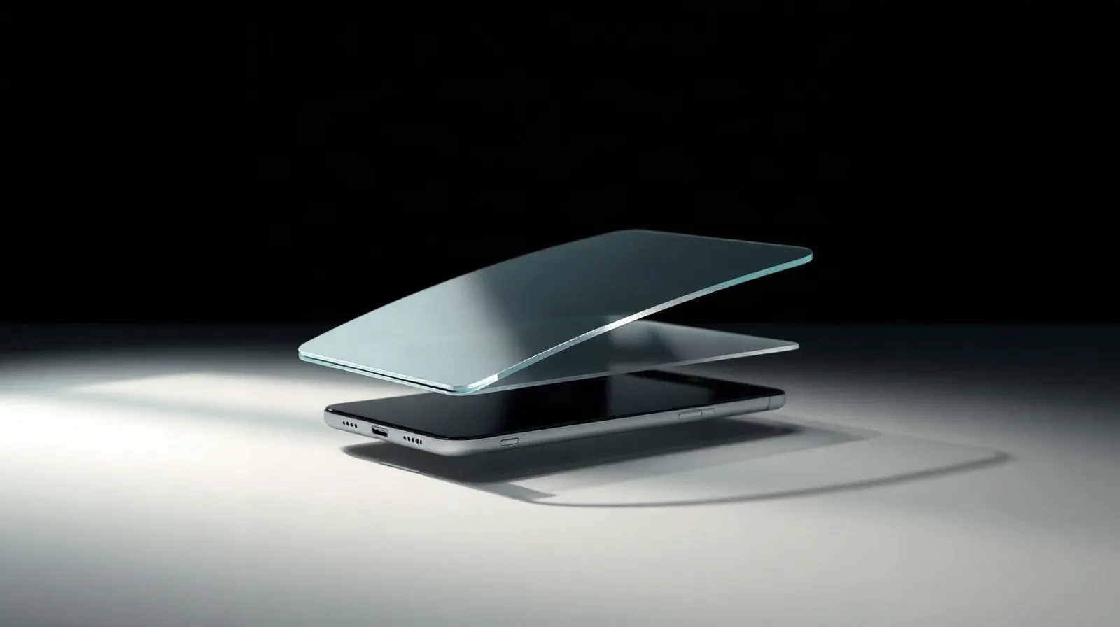 Ilustración abstracta de un teléfono plegable con su mecanismo de bisagra iluminado