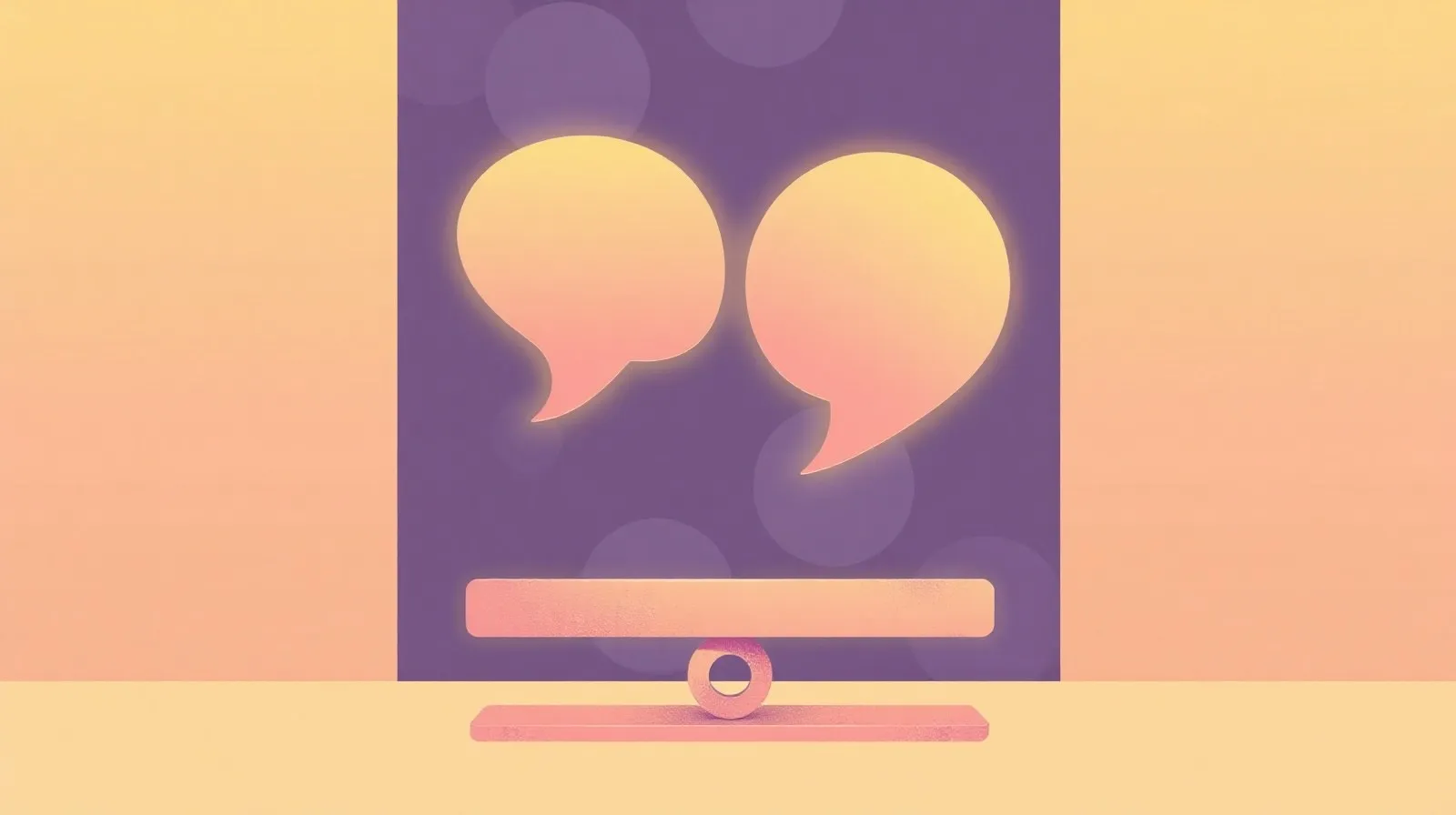 Ilustración abstracta de dos burbujas de conversación en equilibrio, simbolizando el cambio en quién inicia el primer mensaje