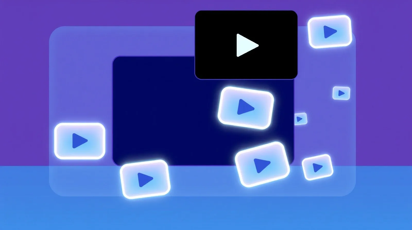 Ilustración abstracta de formas geométricas que representan pantallas y servicios de streaming