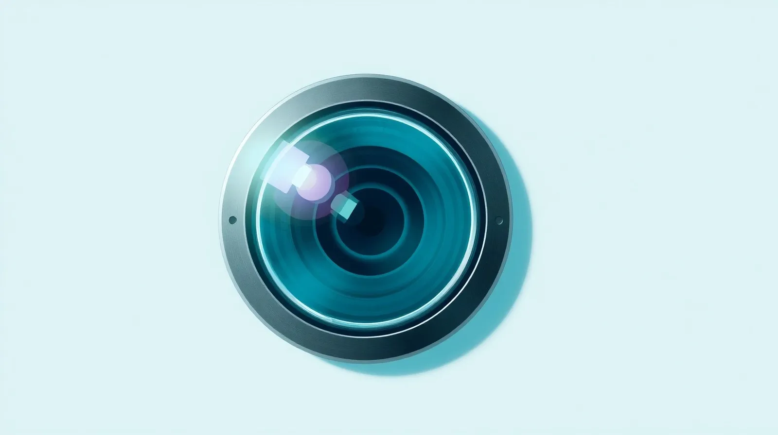 Ilustración abstracta de dos lentes de cámara superpuestos representando la tecnología de doble lente