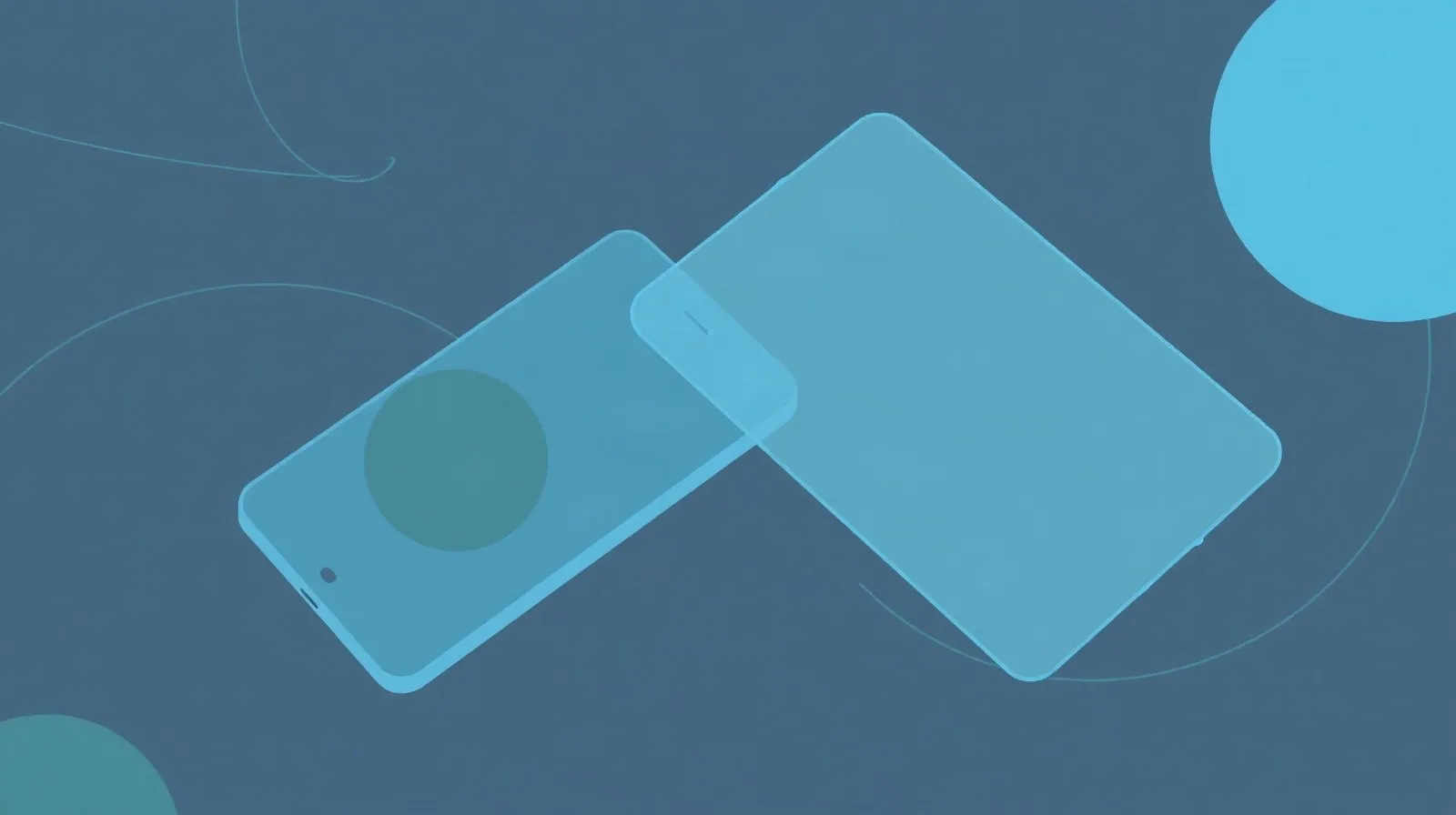 Ilustración abstracta de siluetas de teléfonos superpuestas representando la compatibilidad de fundas entre modelos