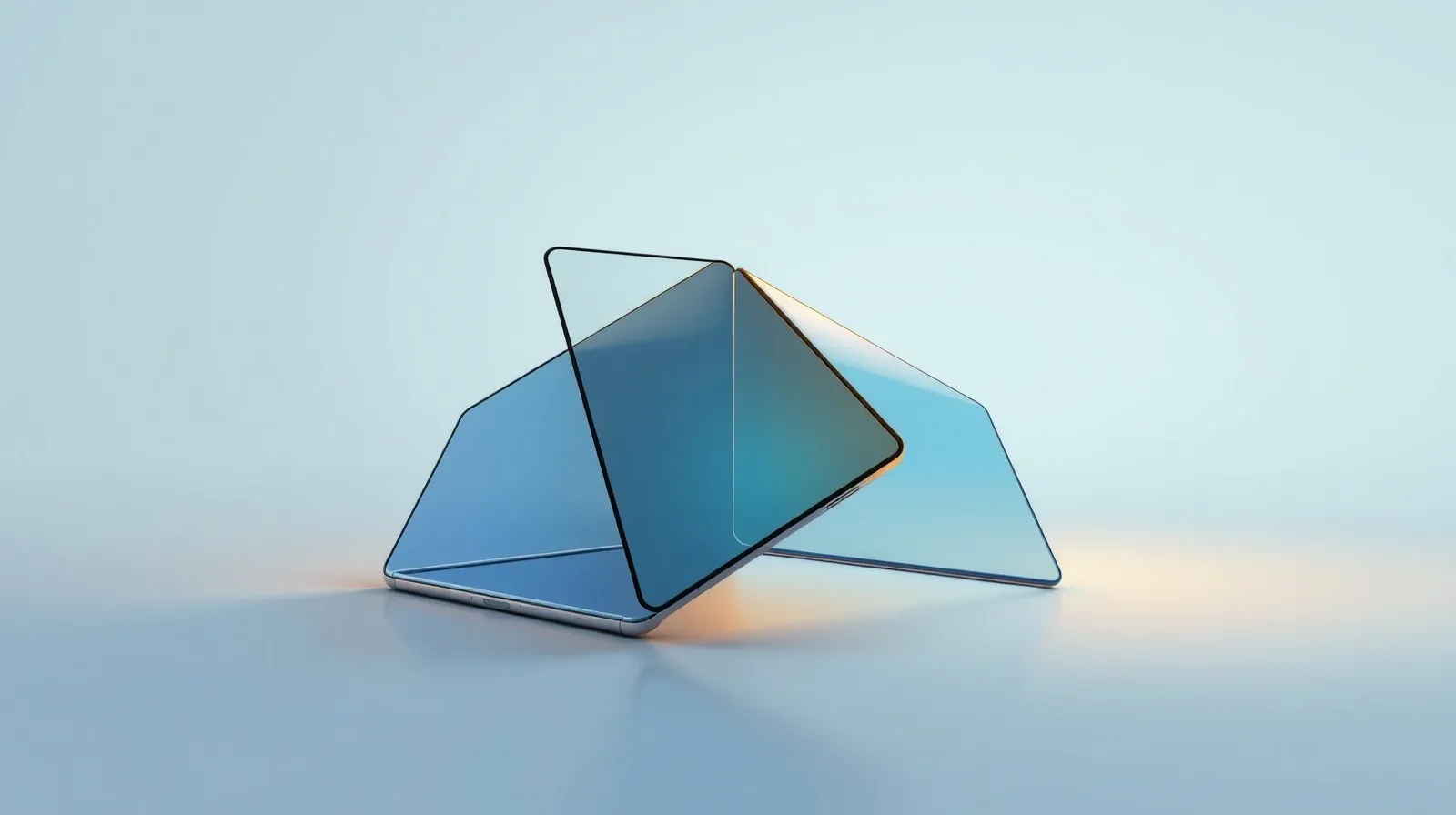 Ilustración abstracta de paneles plegables que representan la tecnología de los nuevos celulares plegables Samsung