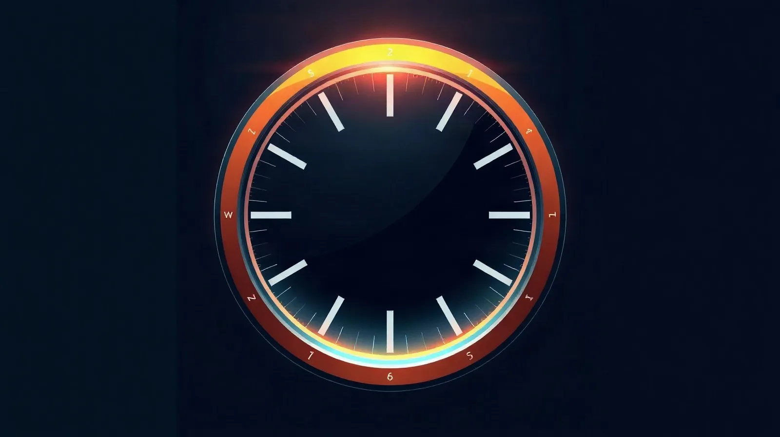 Ilustración abstracta de un smartwatch premium con tonos oscuros y destellos de luz circulares