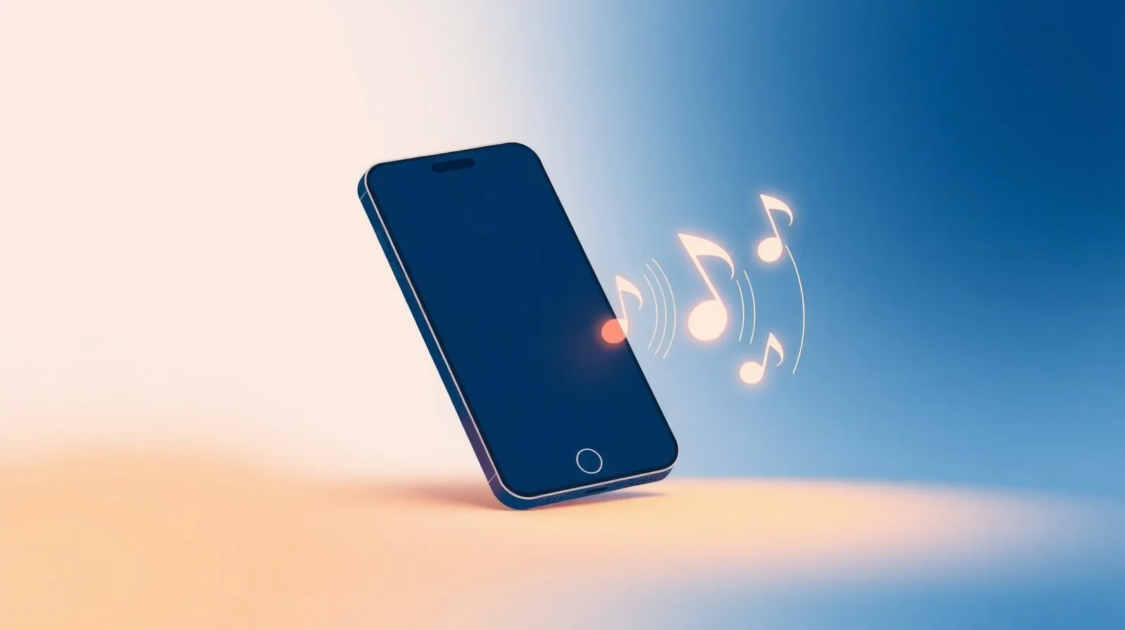 Ilustración abstracta de un teléfono con ondas de sonido representando la personalización de tonos de llamada
