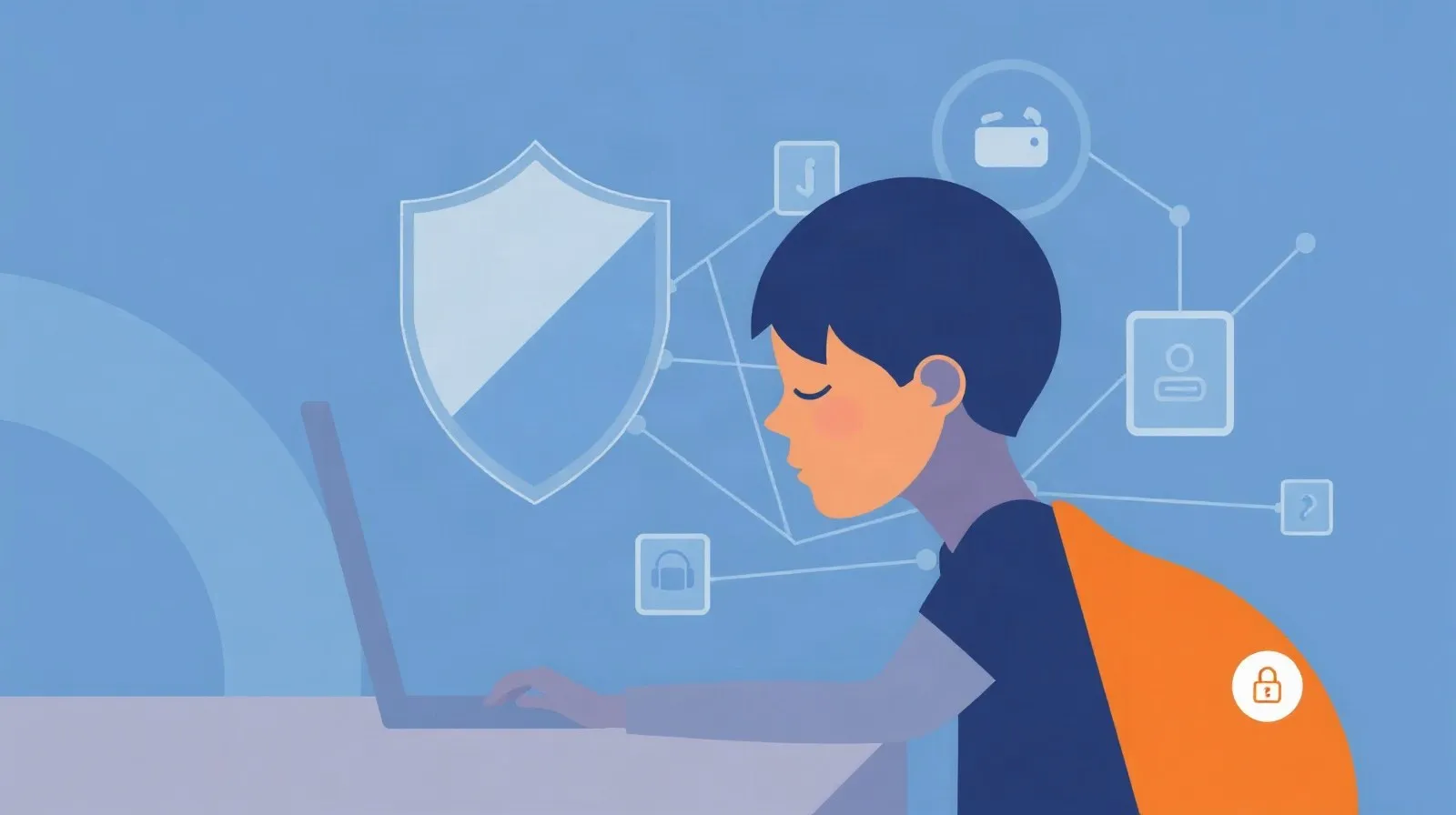 Ilustración abstracta que representa la regulación digital y la protección de menores en internet