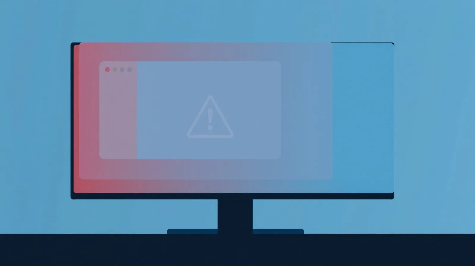 Ilustración abstracta de un monitor con capas de notificaciones simbolizando publicidad no deseada