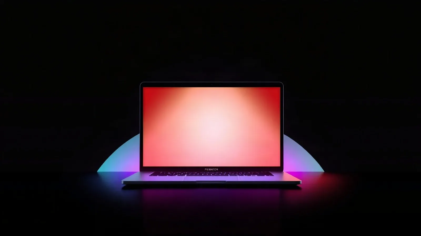 Ilustración abstracta de una laptop con pantalla brillante que simboliza la tecnología OLED táctil premium