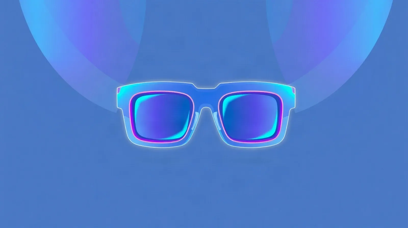 Ilustración abstracta que representa lentes de realidad aumentada y tecnología de realidad virtual con formas geométricas futuristas