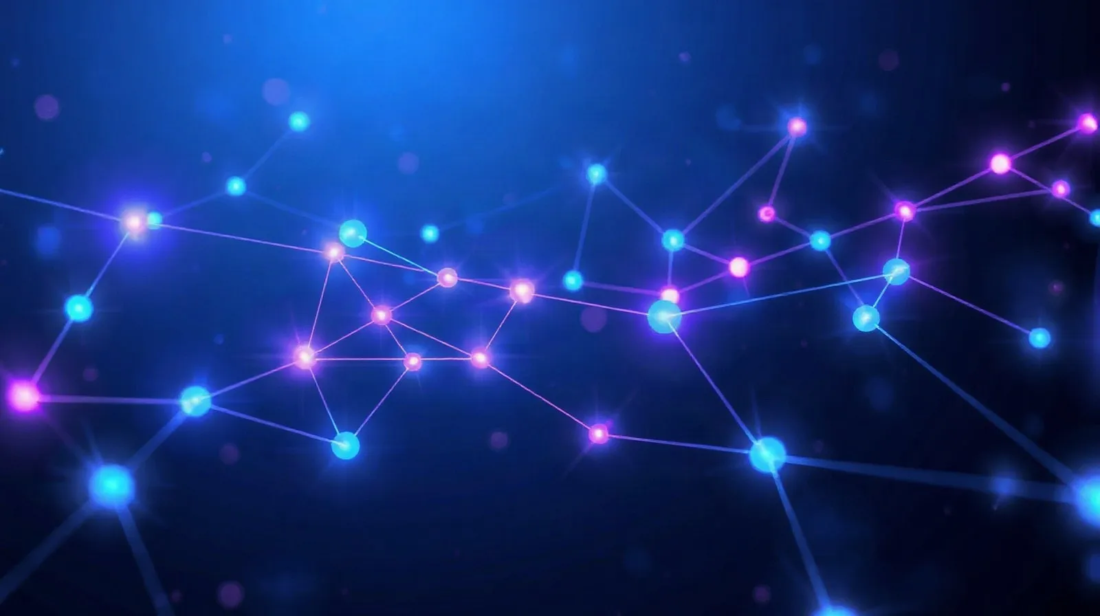 Ilustración abstracta de una red neuronal digital en tonos azules y morados que simboliza la inteligencia artificial