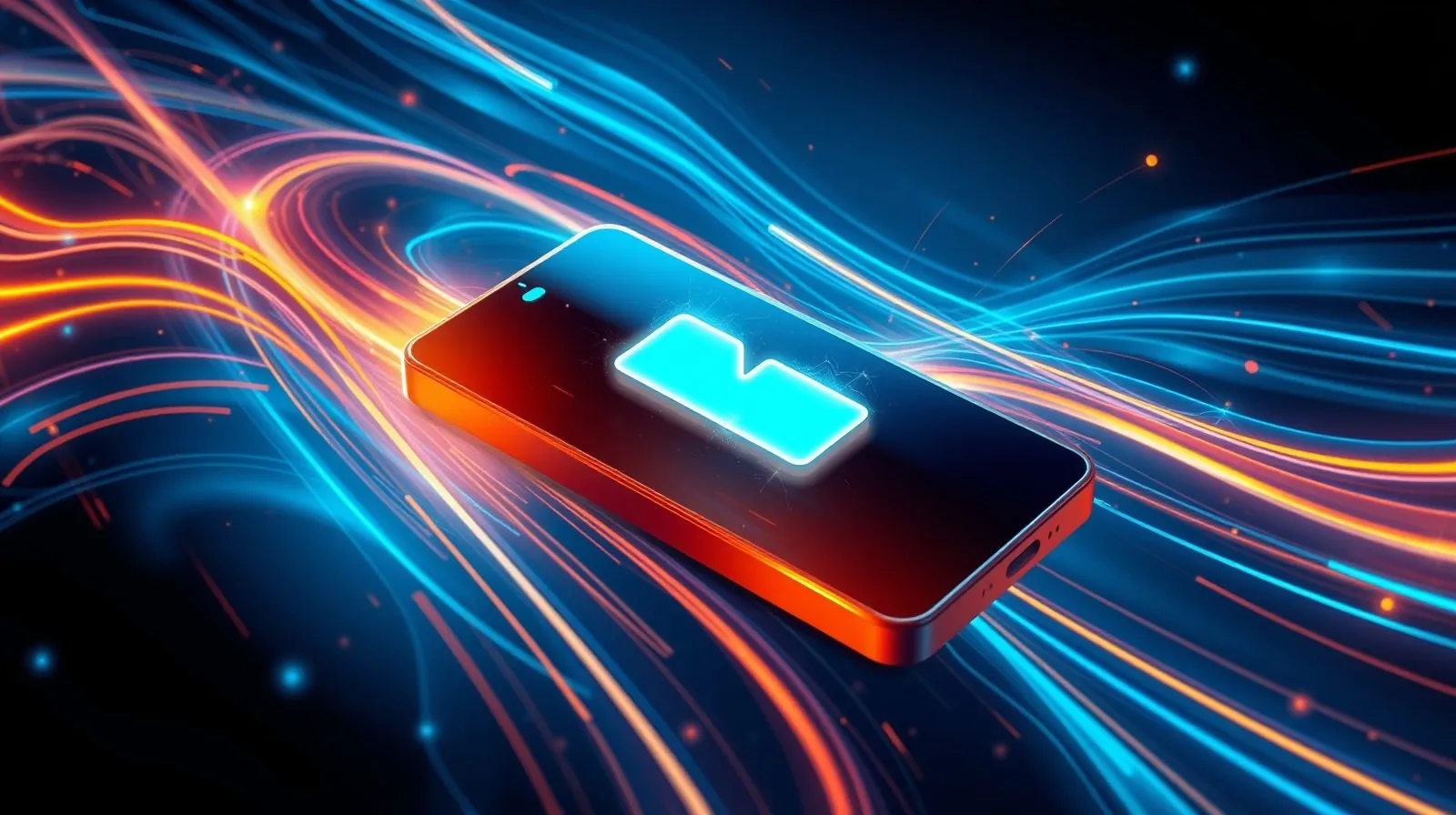 Ilustración abstracta que representa la energía y la batería de un teléfono inteligente moderno