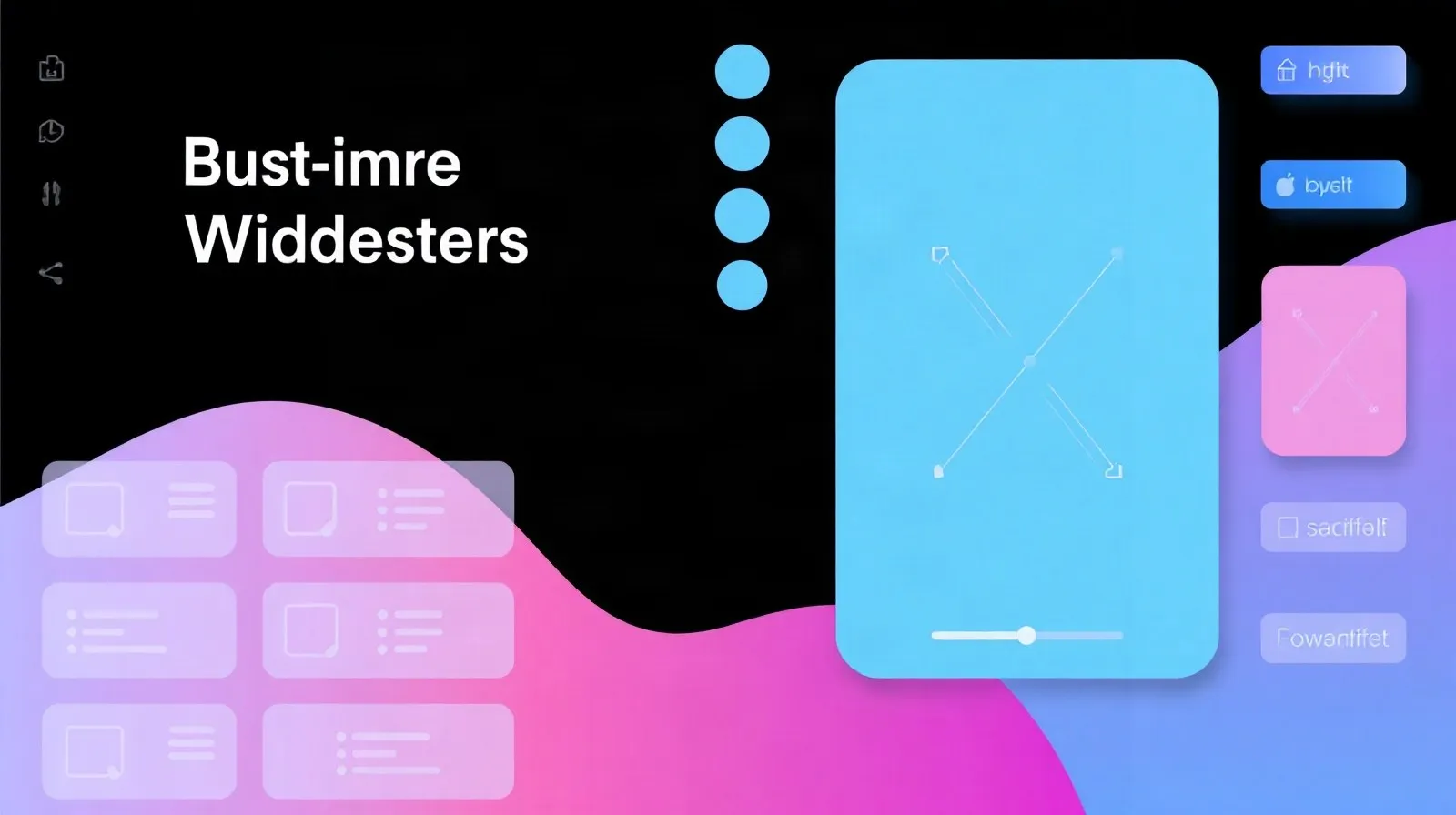 Ilustración abstracta de widgets digitales y elementos de interfaz de un teléfono inteligente