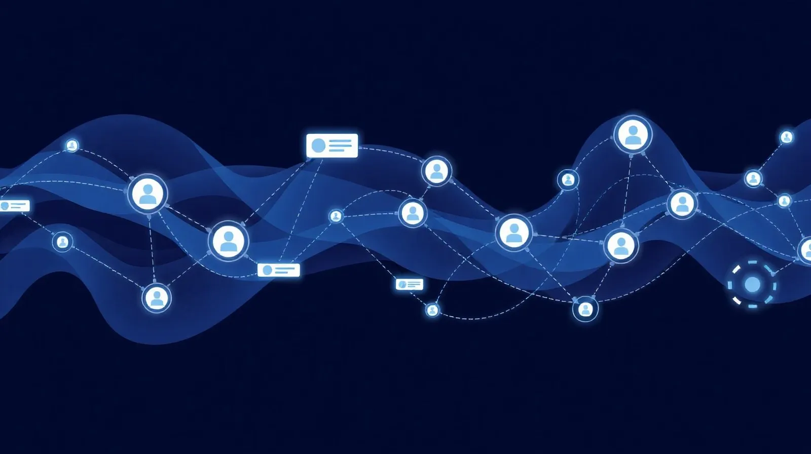 Ilustración abstracta de formas geométricas conectadas que representan flujos de trabajo automatizados por inteligencia artificial