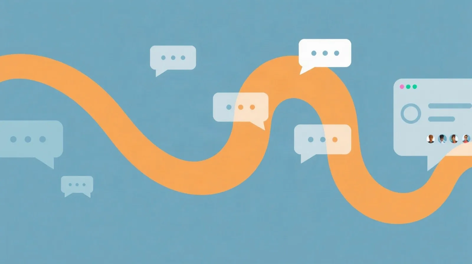 Ilustración abstracta que representa anuncios digitales integrados en una interfaz de chat de inteligencia artificial
