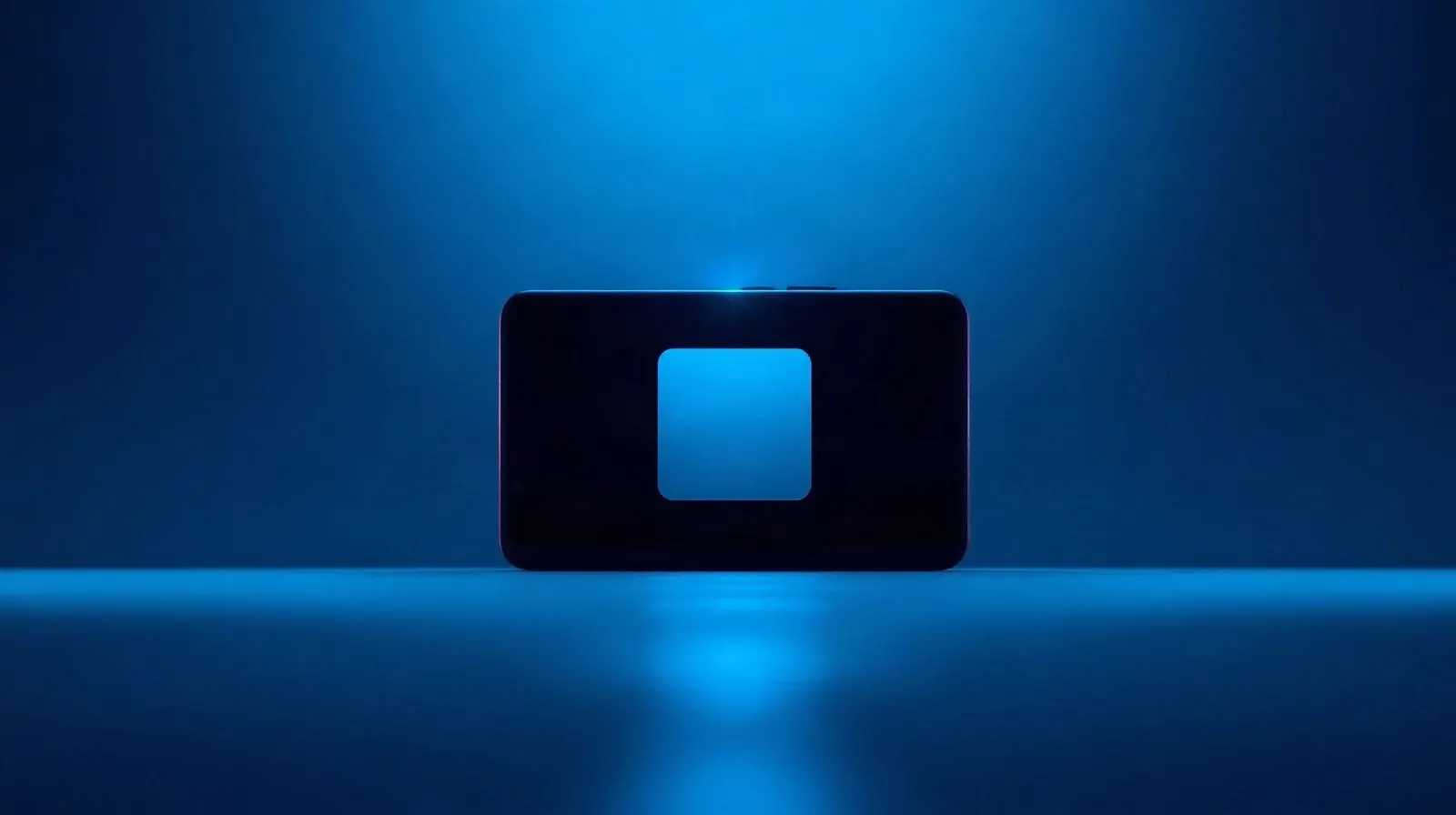 Ilustración abstracta que representa el lanzamiento de un smartphone de gama alta con un módulo de cámara cuadrado estilizado