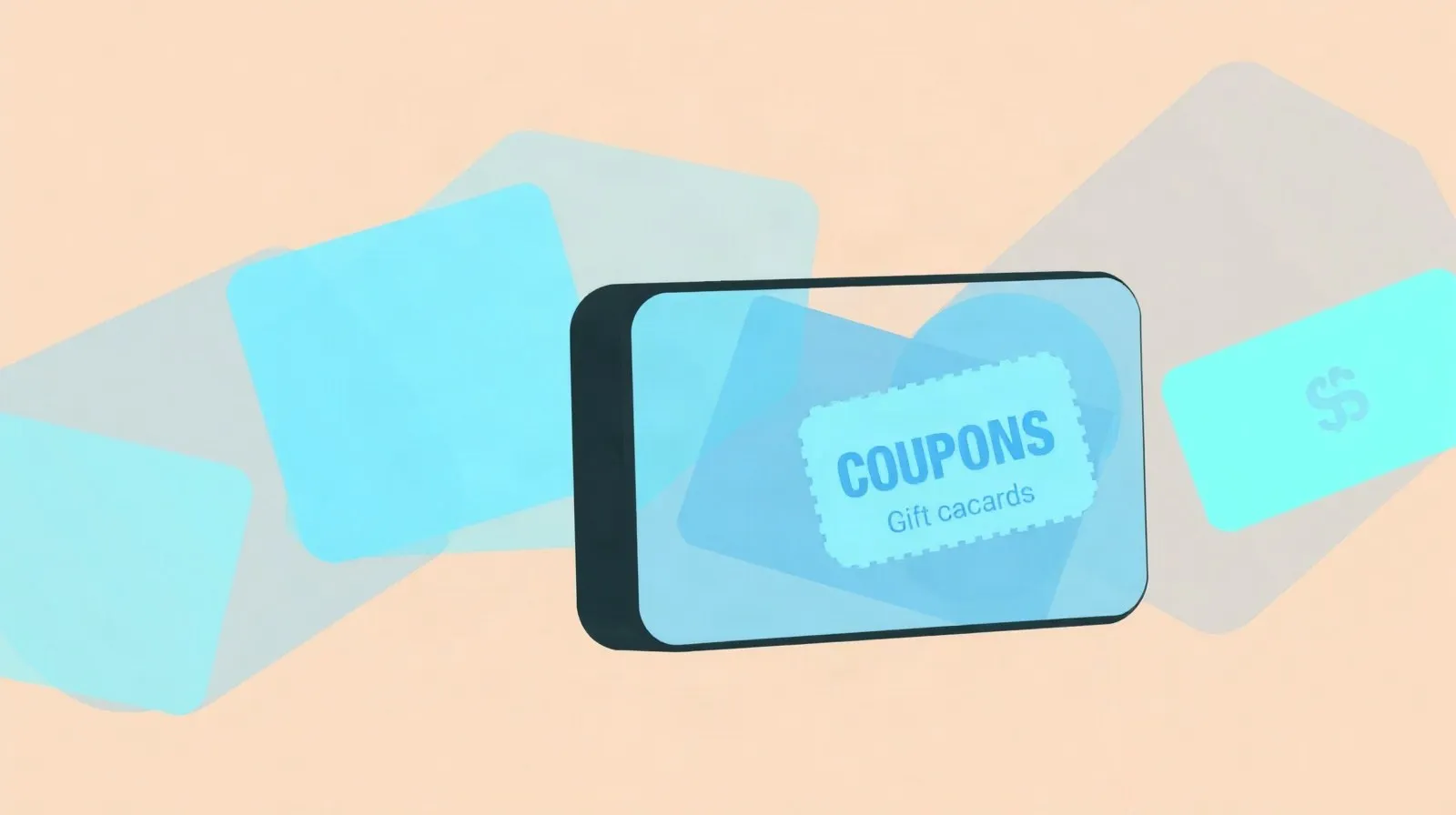 Ilustración abstracta de formas geométricas que representan descuentos y ahorros en la compra de un smartphone