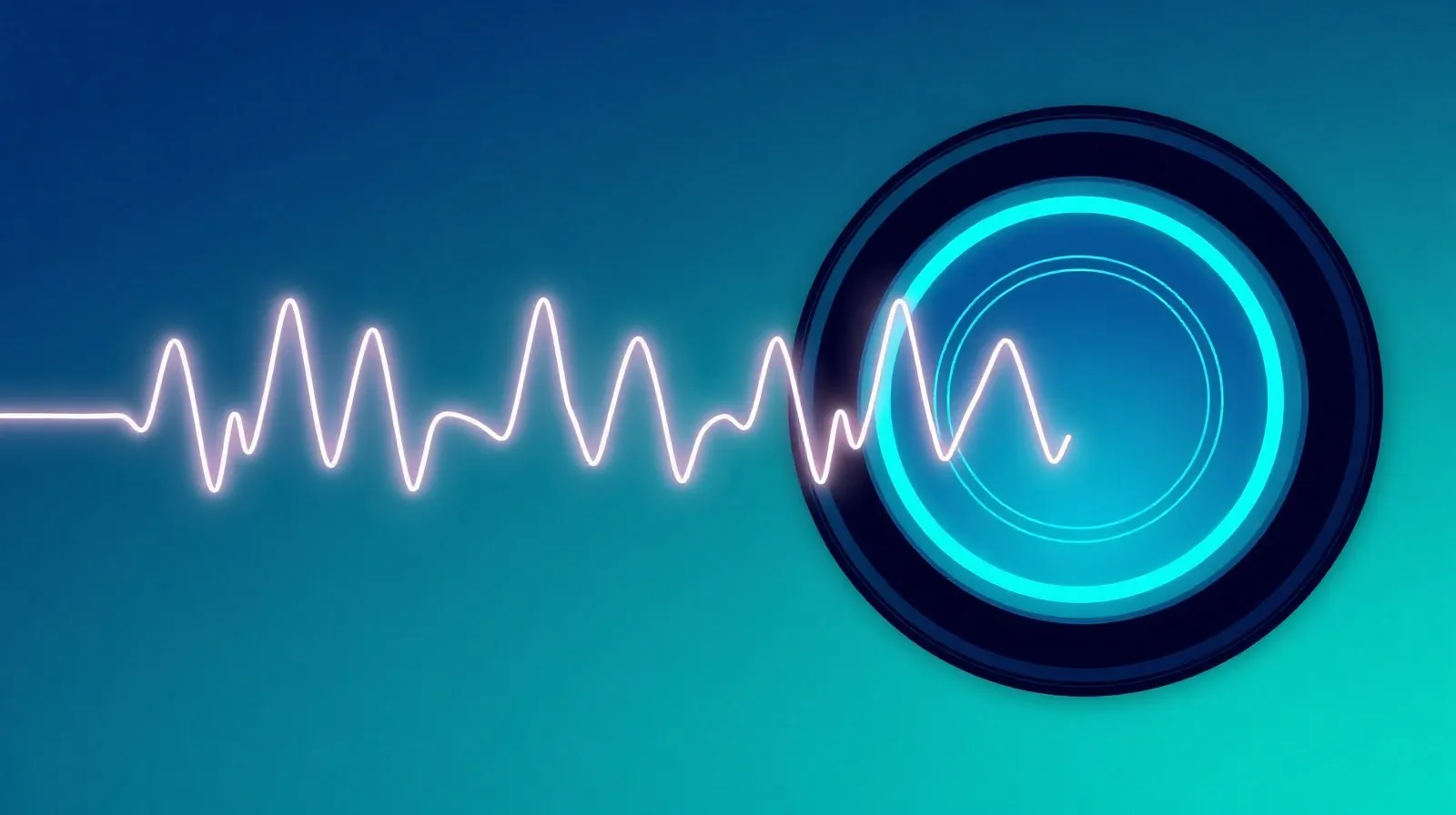 Ilustración abstracta de un reloj inteligente con ondas de pulso y sensores circulares en tonos azules