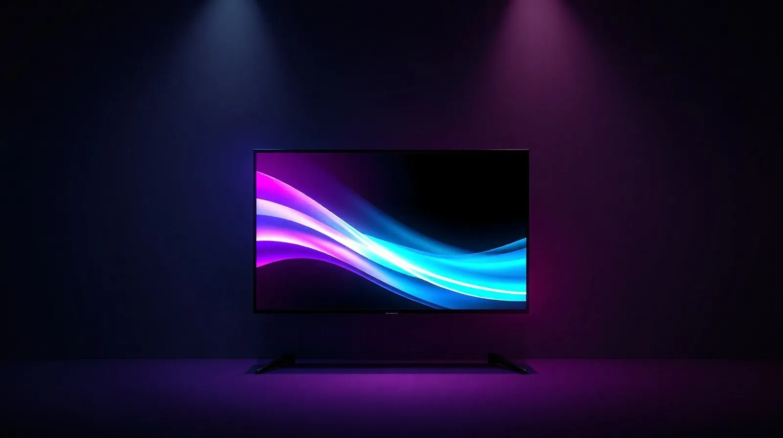 Ilustración abstracta de una pantalla de televisión emitiendo ondas de luz y color que representan la tecnología HDR