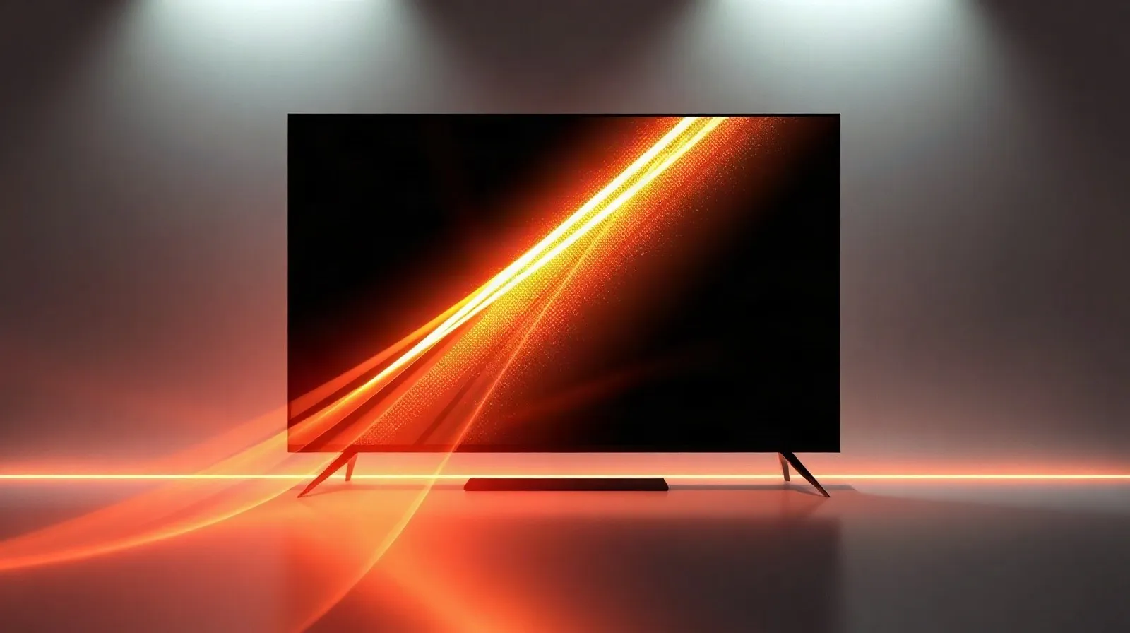 Ilustración abstracta que representa la tecnología de pantallas OLED con contrastes de luz y oscuridad