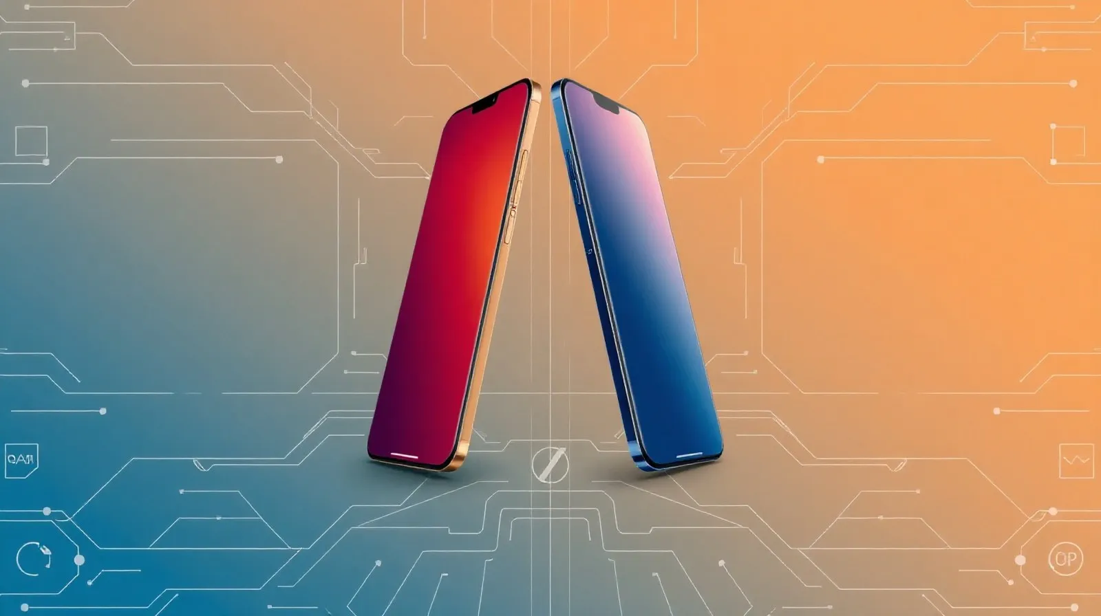 Ilustración abstracta de un teléfono plegable representando la opción de probarlo antes de decidir la compra