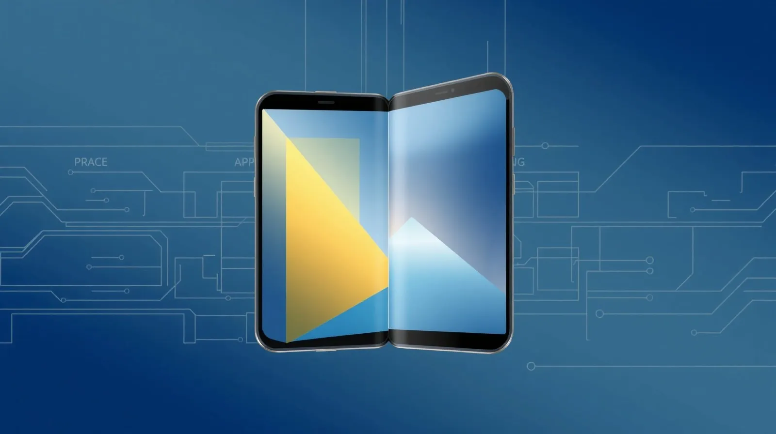 Ilustración abstracta de un teléfono plegable representando distintos niveles de precio