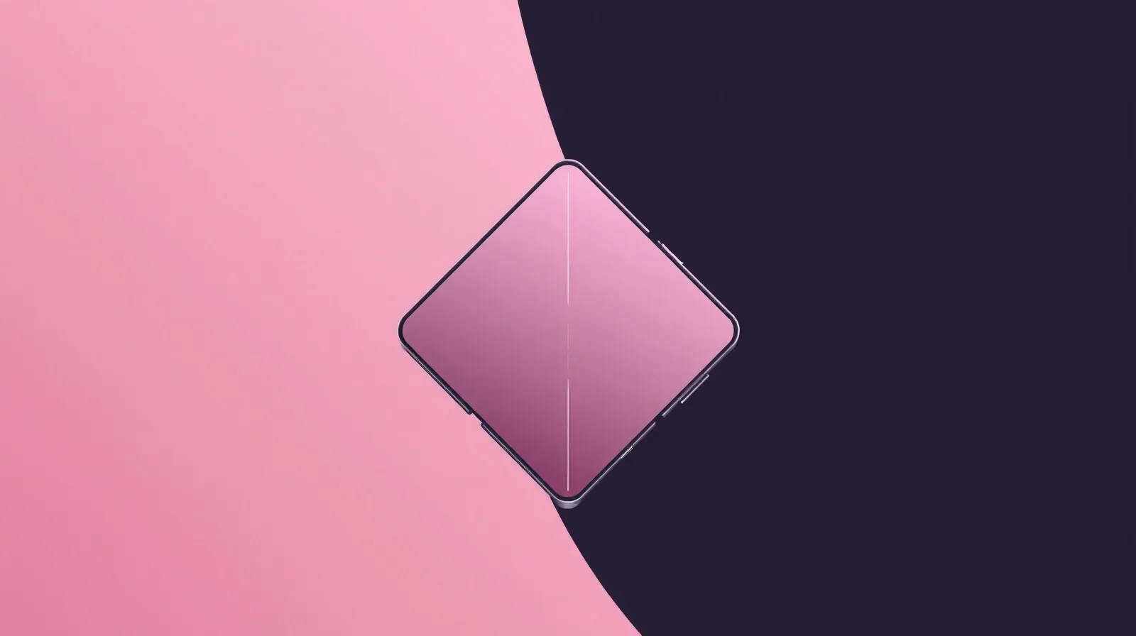 Ilustración abstracta de un dispositivo plegable delgado con líneas geométricas que representan su bisagra