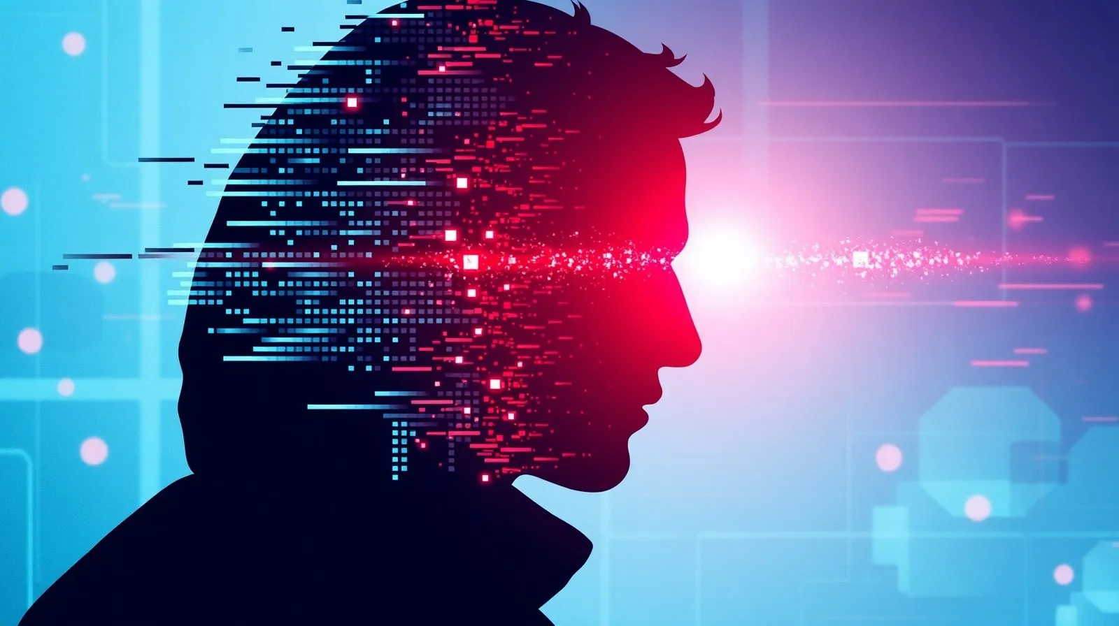 Ilustración abstracta que representa la privacidad digital y los riesgos de la inteligencia artificial