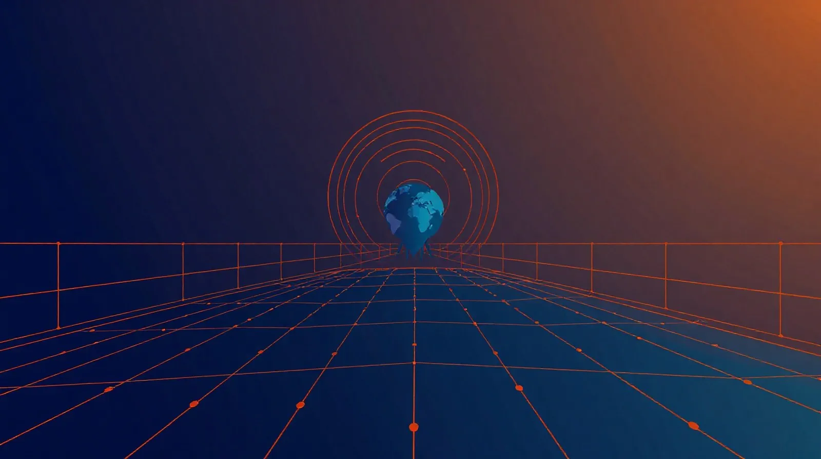 Ilustración abstracta de satélites y ondas de señal representando conectividad móvil satelital
