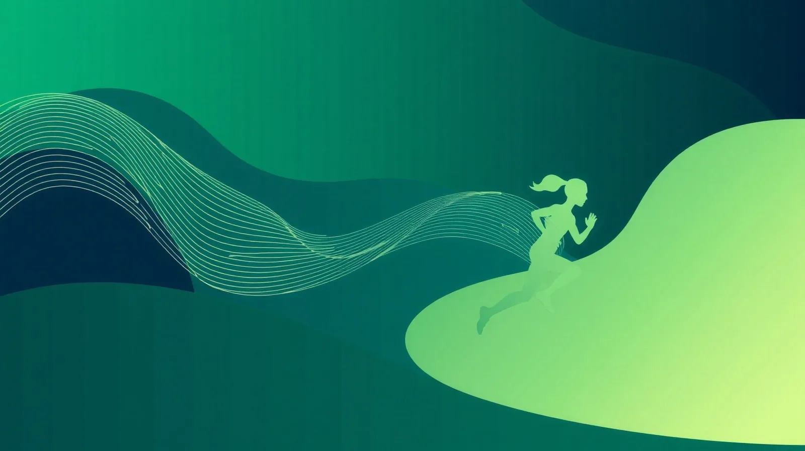Ilustración abstracta de ondas sonoras combinadas con líneas de movimiento que evocan una carrera