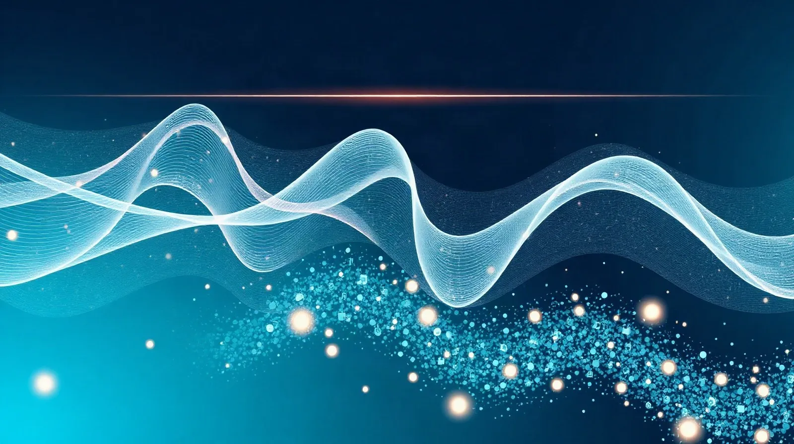 Ilustración abstracta de ondas sonoras digitales siendo filtradas, representando la limpieza de contenido musical generado por IA
