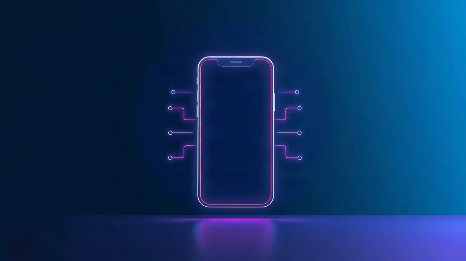 Ilustración abstracta de un teléfono con capas de luz que representan una pantalla de privacidad