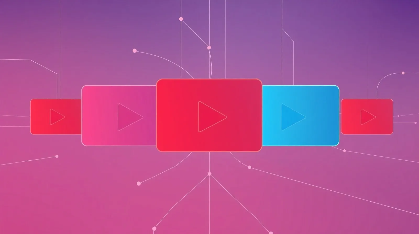 Ilustración abstracta de pantallas superpuestas que representan la integración de dos servicios de streaming